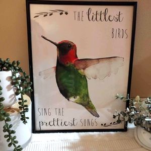 Hummingbird Watercolor Framed Art / Picture